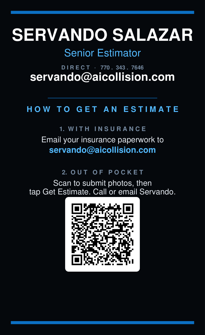 Business card back — contact details